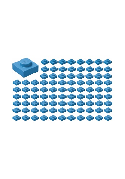 Yedek Parçalar: Plate: 100 Adet 1x1 Plate Parts Plaka Parçası Koyu Azur - Dark Azure 3024