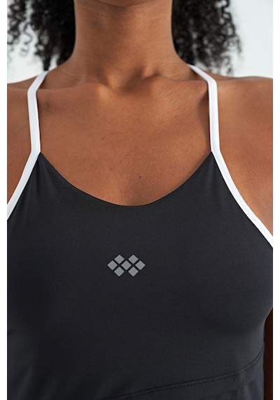 Tommy Life Siyah Sırt Çarpraz Askı Detaylı Standart Kalıp Kadın Spor Atlet - 97261 Siyah