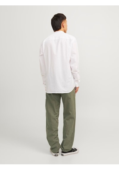 Jack & Jones Jack Jones Erkek Rahat Kesim Keten Pantolon 12248606 Beyaz