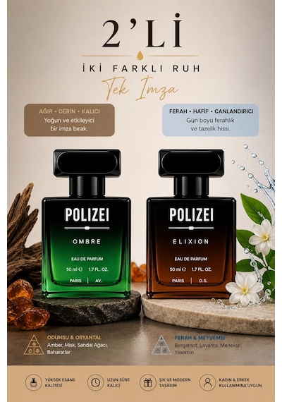 Polizei 2'li Erkek Parfüm Edp 50 Ml Kalıcı Odunsu Ve Fresh Koku Diğer 15176151
