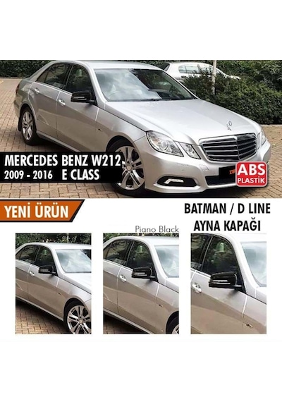 Sts Oto Aksesuar Mercedes Benz W212 2009-2016 Batman Yarasa Ayna Kapağı Piano Black Abs Plastik (01)