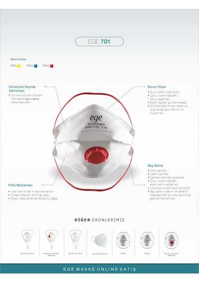 Ege 701 Ffp3 Nr N99 Ventilli Maske 30'Lu