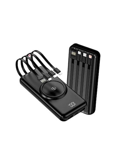 Kablosuz Çoklu Şarj Girişli 10.000 Mah Kablolu Powerbank Taşınabilir Çok Renkli