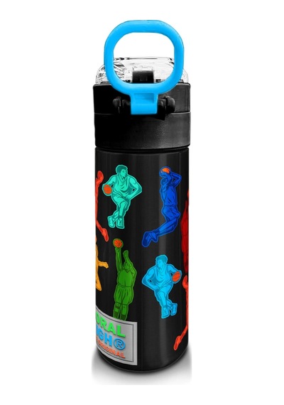 Coral High Kids Siyah Basketbol Desenli Pipetli Ve Direkt İçim Çelik Termos 500 Ml 31795 Siyah