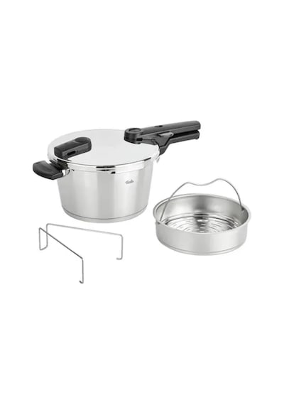 Fissler Vitaquick Glossy 4,5 Litre Düdüklü Tencere + Buhar Aparatı + Neoflam Midas 6 Parça Tencere Seti