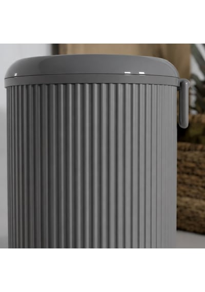 Lines Lüks Çizgili Tezgah Üstü Mutfak Çöp Kovası - Gri Kapaklı Atık Kutusu 5 Litre 3029 Gri