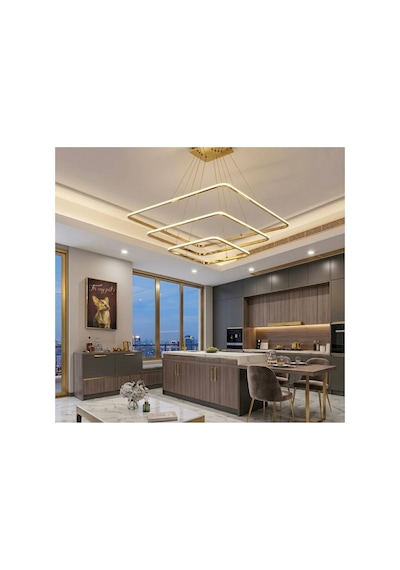 Modern Kare Eskitme Kasa Tek Renk Led Avize Beyaz Işık & Şık Salon Aydınlatma