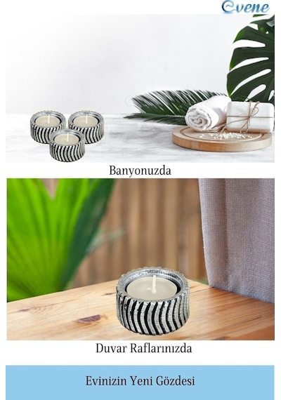 Mumluk Şamdan Tealight Mum Uyumlu Tekerlek Model - Gümüş Eskitme