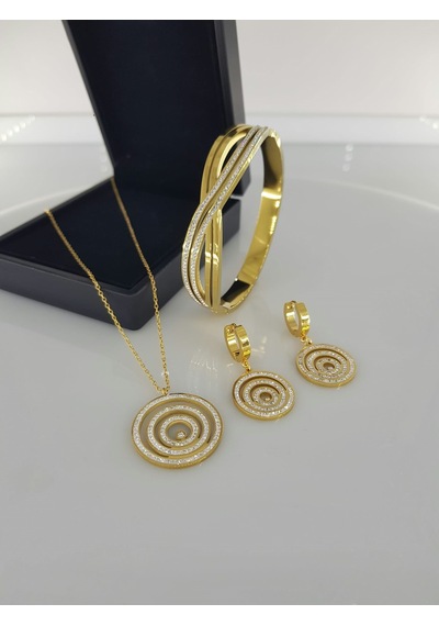 Elti Çatlatan Gold Çelik Takı Seti Gümüş - Rose Gold