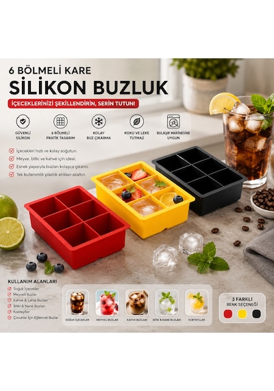Bezos Kare Plastik 6 Bölmeli Buzluk Nıda Çok Renkli