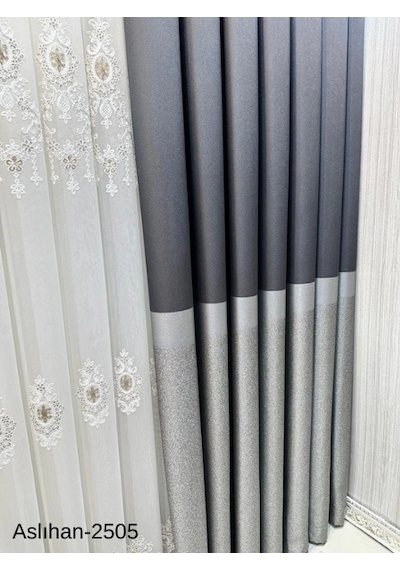 Nivemeshome Aslıhan Antrasit Ft632116 V-2505 1/3 Sık Pile Fon Perde Apm
