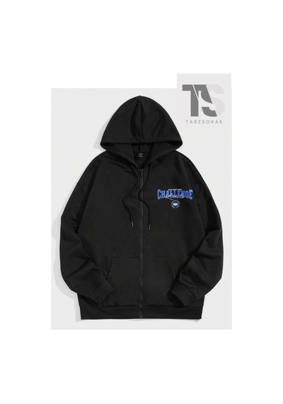 Tarzsokak Challange Sweatshirt Fermuarlı Hırka Siyah