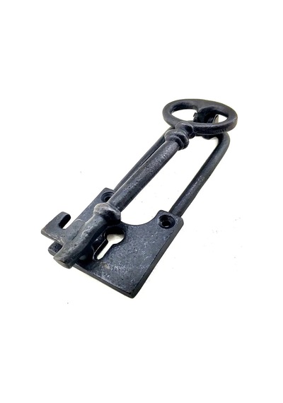 Antika Tarz Dekoratif Pirinç Anahtar Kapı Tokmağı, Taktak - 170x60mm, Oksit 11147012