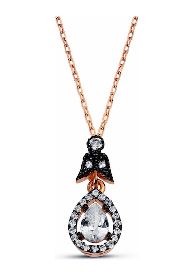 925 Ayar Gümüş Elmas Kesim Damla Kolye Rose Gold
