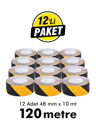 Unitape Sarı Siyah Merdiven/zemin Kaydırmaz Bant 48 Mm X 10 Mt 12 Li Paket