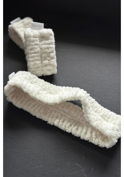 Mikrofiber Welsoft Saç Bandı Ve Bileklik Seti, Yumuşak Beyaz, Yüz Yıkama Ve Makyaj İçin, Kırmızı Keseli, 4 Parça