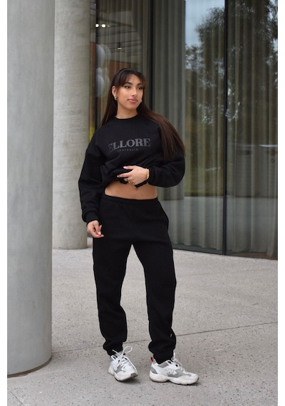 Ellore Australia Eşofman Takımı Sweatshirt Jogger - Siyah Baskılı Oversize Şardonlu Bisiklet Yaka Siyah Ellore Australia Eşofman Takımı Sweatshirt Jogger - Siyah Baskılı Oversize Şardonlu Bisiklet Yaka Siyah