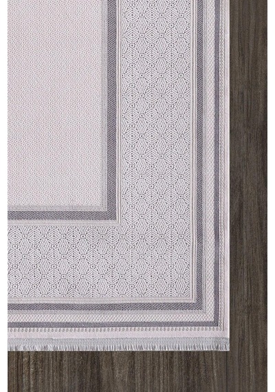 Artemis Halı Mina 09099c Krem Gri Çizgi Desenli Bambu Halı