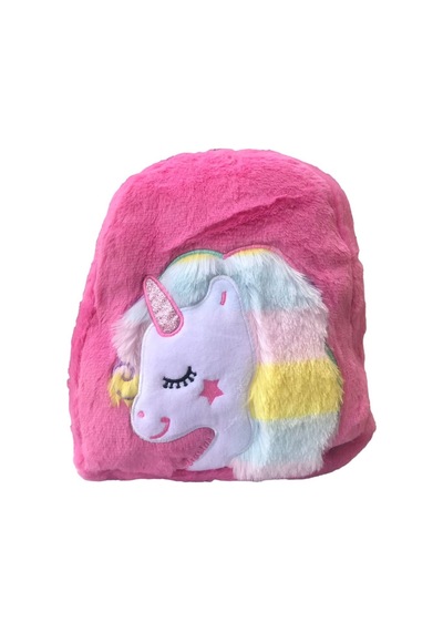 Unicorn Desenli Peluş Sırt Çantası Açık Pembe Çok Renkli