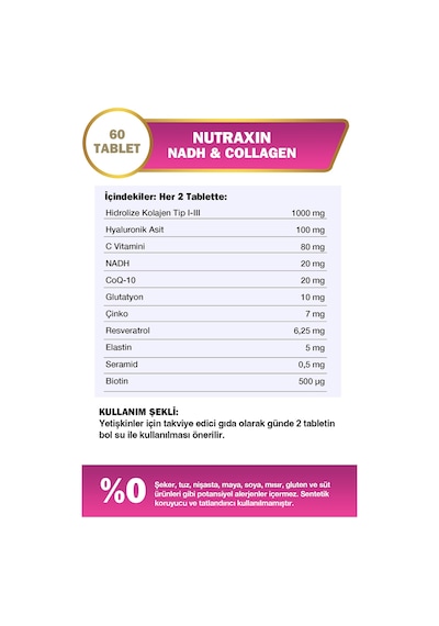 Nutraxin Nadh & Collagen 60 Tablet 2 Adet