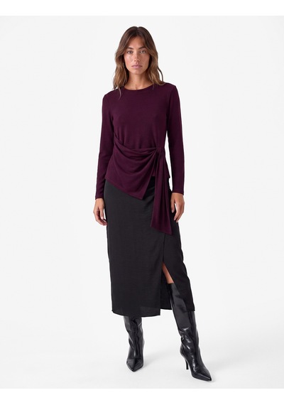 Koton Asimetrik Bağlamalı Mürdüm Rengi Yumuşak Dokulu Tişört Bisiklet Yaka Uzun Kollu Slim Fit Drapeli Mürdüm 7wak50013pk Mor Koton Asimetrik Bağlamalı Mürdüm Rengi Yumuşak Dokulu Tişört Bisiklet Yaka Uzun Kollu Slim Fit Drapeli Mürdüm 7wak50013pk Mor