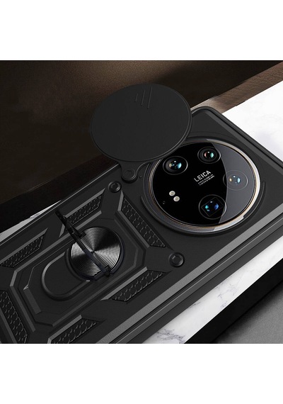 Rba Aksesuar Mi 14 Ultra Kılıf Magnetik Standlı Kamera Korumalı Rba Sürgülü Vega Kapak - Mavi Mavi