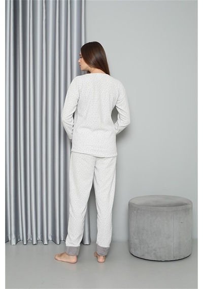 Akbeniz Welsoft Polar Kadın Pijama Takımı 8515 - M Ekru