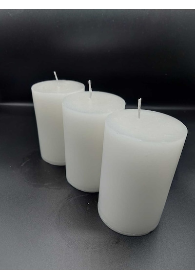 Soya Parafinli Beyaz 1 Adet 110-120 Saat Yanma Süreli Çap:7 Cm Boy:15 Silindir Blok Mum Beyaz Beyaz