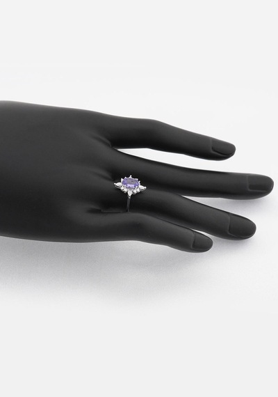 Tanzanite Pırlanta Tektaş Yüzük Beyaz