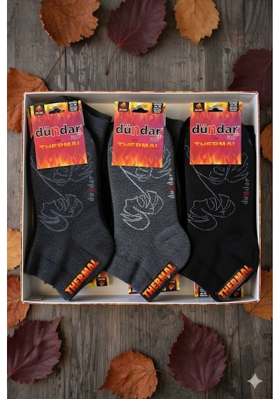 Unisex Havlu Thermal Patik Çorap Dikişsiz/soft Yıkama/kokulu Asorti 12'li Paket Siyah