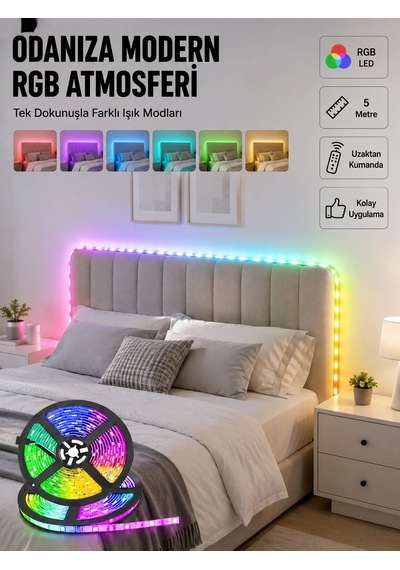 Dekoratif Kumandalı Şerit Led 5 Metre 15984725
