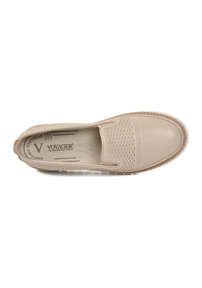 Voyager Kadın Bej Hakiki Deri Anatomik Rahat Tabanlı Casual Ayakkabı Loafer Z281