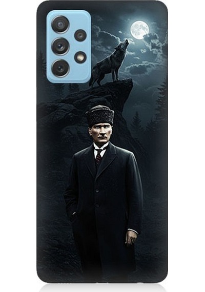 Samsung Galaxy A52 Uyumlu Kurt Ve Mustafa Kemal Atatürk Desenli Silikon Kılıf Çok Renkli