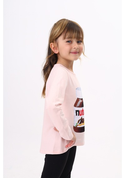 Toontoy Kids Toontoy Kız Çocuk Nutella Baskılı T-shirt Pudra