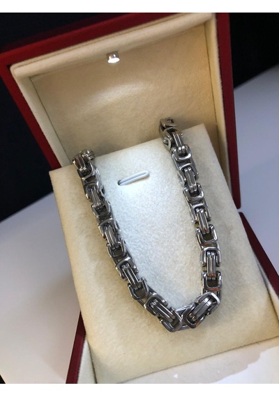6mm Kral Beyaz Renk Erkek Çelik Kolye Işıklı Kutuda Sevgiliye Eşe Babaya Kolye Beyaz