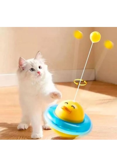 360 Derece Dönen Ördek Şekilli İnteraktif Kedi Oyuncağı Atıştırmalık Dispenseri Kedi Eğitici Oy