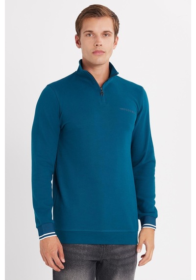 Tudors Erkek Slim Fit Dar Kesim Pamuklu Yarım Fermuarlı Dik Yaka Petrol Sweatshirt-35787 PETROL Tudors Erkek Slim Fit Dar Kesim Pamuklu Yarım Fermuarlı Dik Yaka Petrol Sweatshirt-35787 PETROL