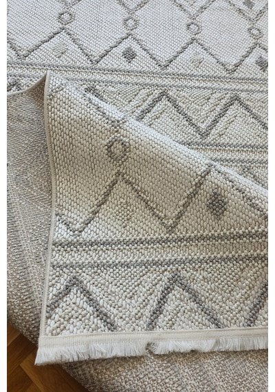 Leiva Home Monaco 0038 Krem Gri Bohem Sisal Bukle Yumuşak Özel Kesim Salon Koridor Mutfak Yolluk Saçaklı Halı 0160a-krem/gri