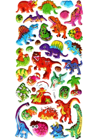 Sticker Kabartmalı Stiker Defter, Planlayıcı Etiket Limyl-043 - 17x9 Cm - Vahşi Dinazorlar
