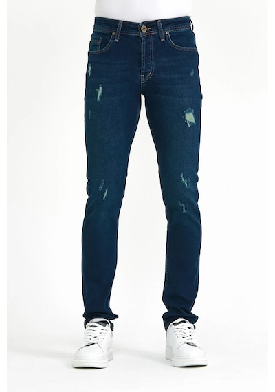 Digital Jeans Dar Kesim Erkek Yıpratmalı Kot Pantolon Yeşil Açık Gri