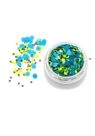 Nail Art Kamifubuki Mavi Sarı Yuvarlak Konfeti Pul 5 Gr Kmf12