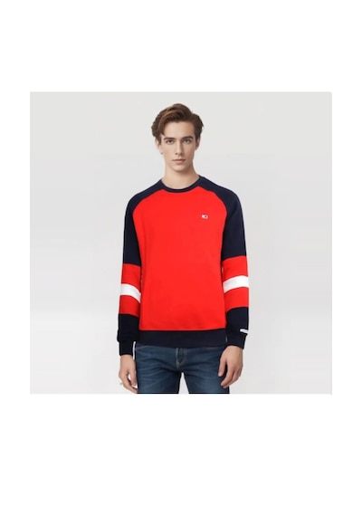 Tommy Hilfiger Erkek Sıfır Yaka Pike Kumaş Sweatshirt Kırmızı