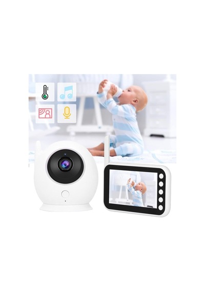 Tastech 4.3 Inç Wifi Bebek Monitörü, 8 Ir Gece Görüş Ledli Güvenlik Ve Bebek Izleme Kamerası 2 Yönlü Ses Beyaz Genel