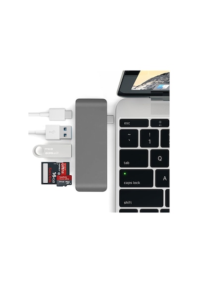 Ally 5in1 USB-C Hub 3.0 Type-C Şarj Kart Okuyucu Gri