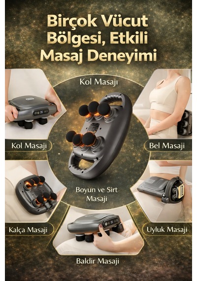 Kılıforyum 6 Toplu Şarjlı Masaj Aleti 9 Kademeli Hız 2000mah Güçlü Motor Titreşimli Masaj Cihazı Gümüş