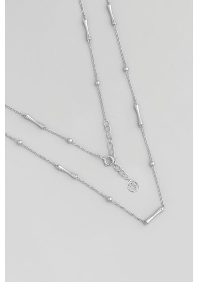 Minimal Dizayn 18 Ayar Beyaz Altın Kaplama 45 Cm Gümüş Zincir Kolye Rodyum