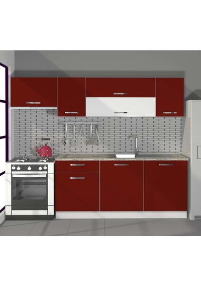 Decoraktiv Ekol 240 Mdf Hazır Mutfak Dolabı - Tezgah Dahil - Bordo