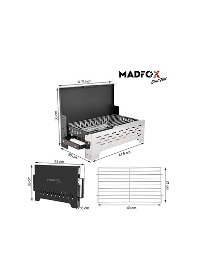 Madfox Steelfold Paslanmaz Çelik Katlanabilir Mangal Gri