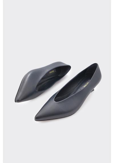 Derinet Hakiki Deri Kısa Topuklu Kadın Stiletto Laci Laci