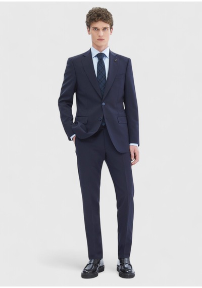 Ramsey Lacivert Düz Thin&taller Slim Fit %100 Yün Takım Elbise
